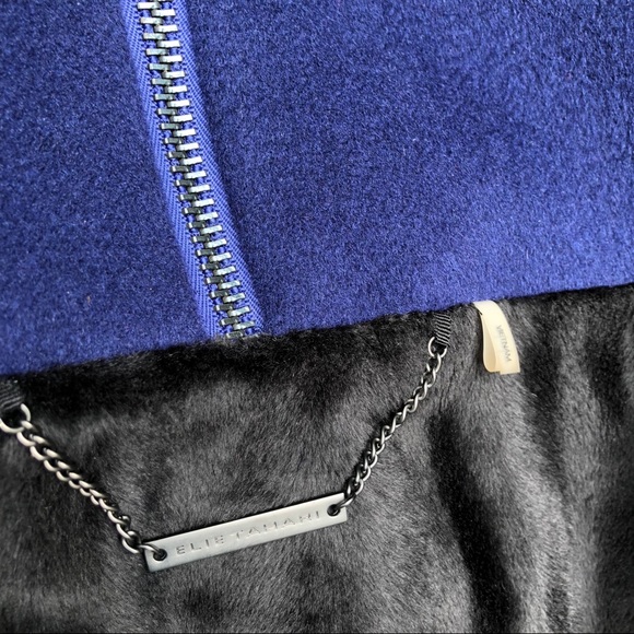 ⭐️🆕[Elie Tahari] Cobalt & Black Winter Coat - Picture 5 of 7